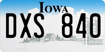 IA license plate DXS840
