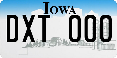 IA license plate DXT000