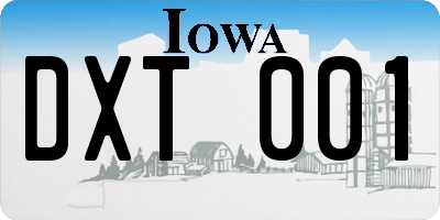 IA license plate DXT001