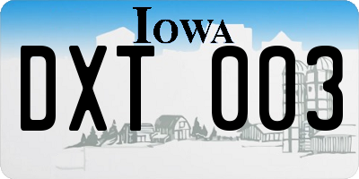 IA license plate DXT003