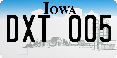 IA license plate DXT005