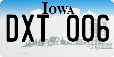 IA license plate DXT006