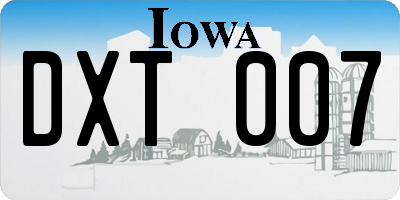 IA license plate DXT007
