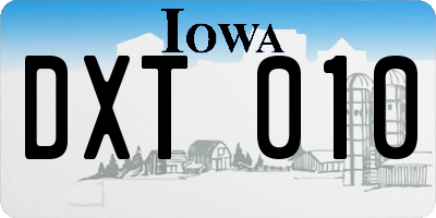 IA license plate DXT010