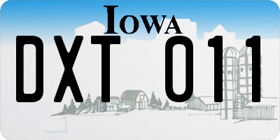 IA license plate DXT011