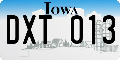 IA license plate DXT013