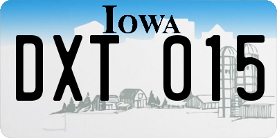 IA license plate DXT015