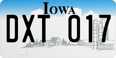 IA license plate DXT017