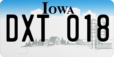 IA license plate DXT018