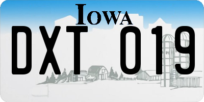 IA license plate DXT019