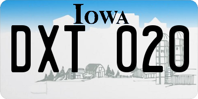 IA license plate DXT020