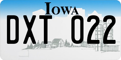 IA license plate DXT022