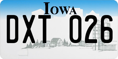 IA license plate DXT026