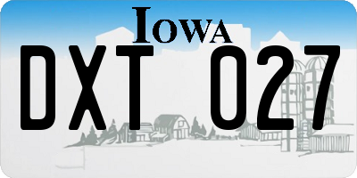 IA license plate DXT027