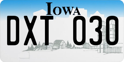 IA license plate DXT030