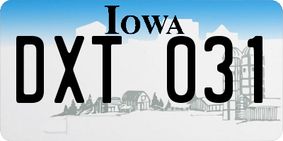 IA license plate DXT031