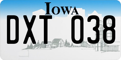 IA license plate DXT038