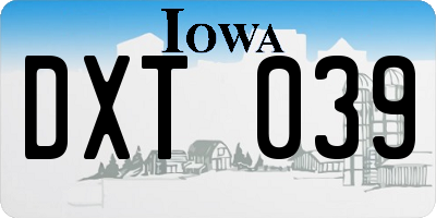 IA license plate DXT039