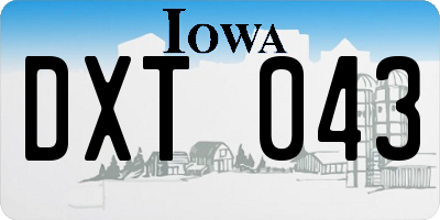 IA license plate DXT043