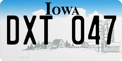 IA license plate DXT047