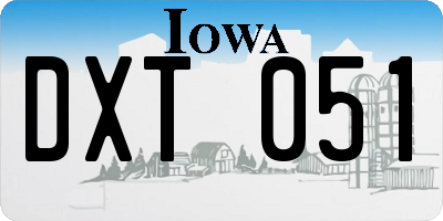 IA license plate DXT051