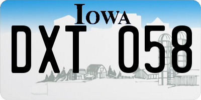 IA license plate DXT058