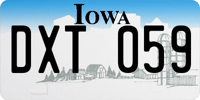 IA license plate DXT059