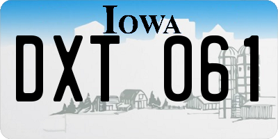 IA license plate DXT061