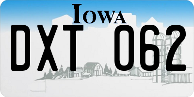 IA license plate DXT062