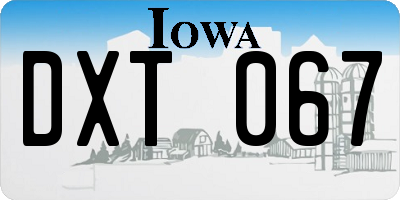 IA license plate DXT067