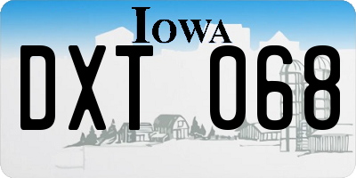 IA license plate DXT068