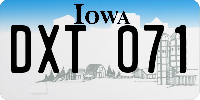 IA license plate DXT071