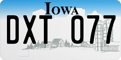 IA license plate DXT077