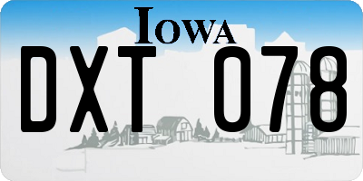 IA license plate DXT078