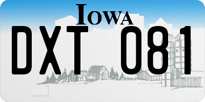 IA license plate DXT081