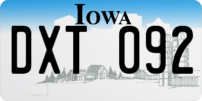 IA license plate DXT092