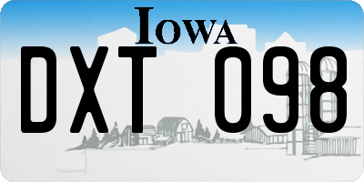 IA license plate DXT098