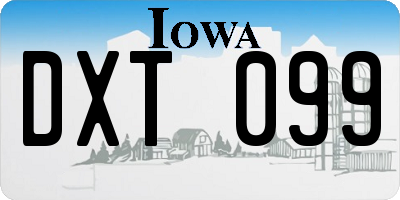 IA license plate DXT099