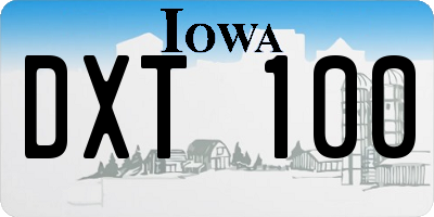 IA license plate DXT100