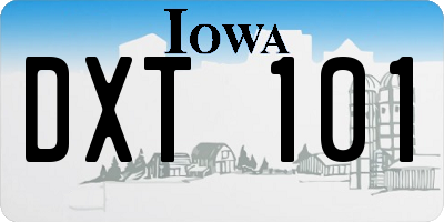 IA license plate DXT101