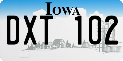 IA license plate DXT102