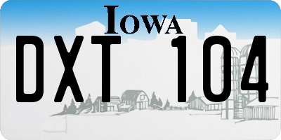 IA license plate DXT104