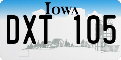 IA license plate DXT105