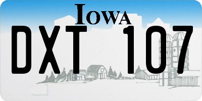 IA license plate DXT107