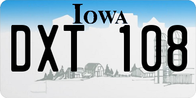 IA license plate DXT108