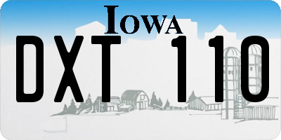 IA license plate DXT110