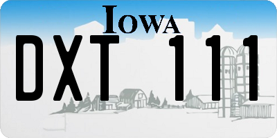 IA license plate DXT111