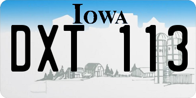 IA license plate DXT113