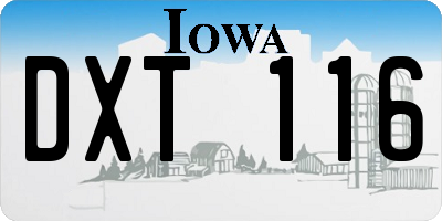 IA license plate DXT116