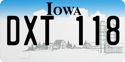IA license plate DXT118
